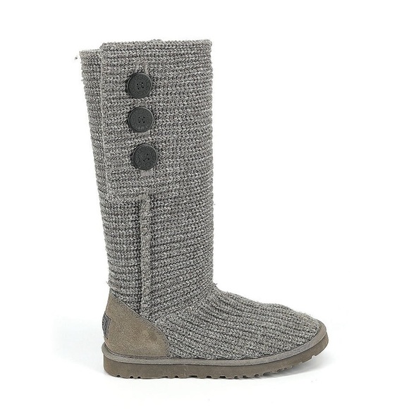 UGG Classic Gray Knit Cardy Tall Button Boots - Picture 1 of 5